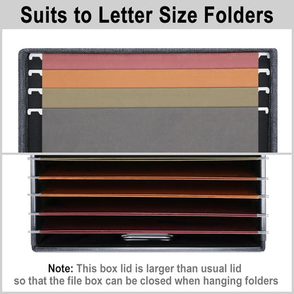 File Organizer, Collapsible Storage Filling Box with Lid for Letter Legal Size Hanging Folders Decorative Linen File Folder Box Document Storage Filing Bin, Dark Gray 2 Pack