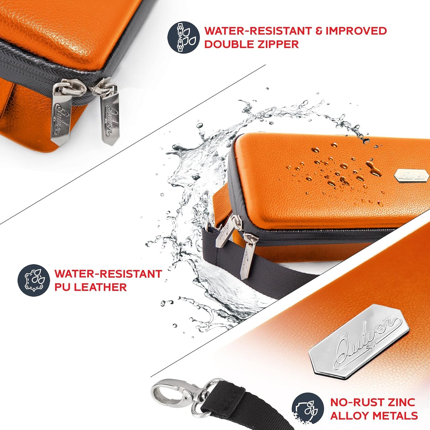 Quiver Time Orange Bolt Card Carrying Case fits Pokemon Cards and other TCG Games - Storage Bag for Playing/Trading Cards and Deck Box (Straps, Dividers & 100 Apollo Card Sleeves)