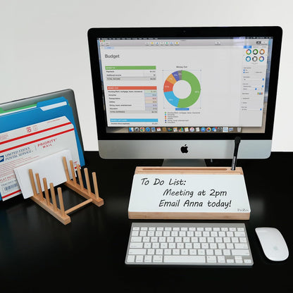 Bamboo Desktop Whiteboard with Storage - This Deskbuddy can be Used as a Desktop Dry Erase Board | Desk Buddy White Board | Bamboo Desk Organizer - PriZoi