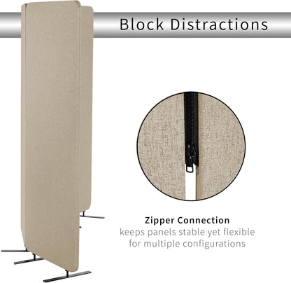 VIVO Freestanding 72 x 66 inch Privacy Panel, Cubicle Divider, Acoustic Wall Partition, x3 24 inch Panels, Beige, PP-3-T072BE