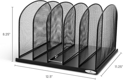 Safco Onyx Desk Organizer, 5 Tiered Vertical Compartments, Office and Classroom Mailbox , Paper and Mail Sorter, Steel Mesh, Black