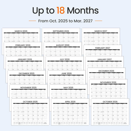 SUNEE Desk Calendar 2025-2026, 18 Months from Oct. 2025 to Mar. 2027, 17"x12" Academic 2026 Calendar for Home, School, or Office Desk Top Organizing, Black Monthy Calendar 2026