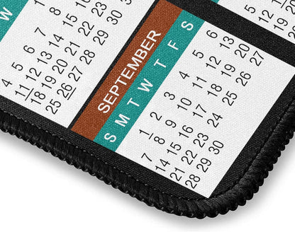 Mouse Pad with Non-Slip Rubber Base, Waterproof Computer Mousepad with Stitched Edges, Mouse Pads for Computers, Laptop, Gaming, Office & Home, 9.5 x 7.8 in (2025 Calendar White)