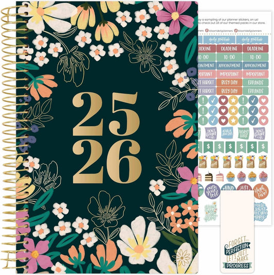 bloom daily planners 2025-2026 Academic Year Daily Planner (July 2025 - July 2026) - A5 Weekly & Monthly Calendar Agenda Organizer Book with Stickers - 5.5" x 8.25" - Blooming Wildly