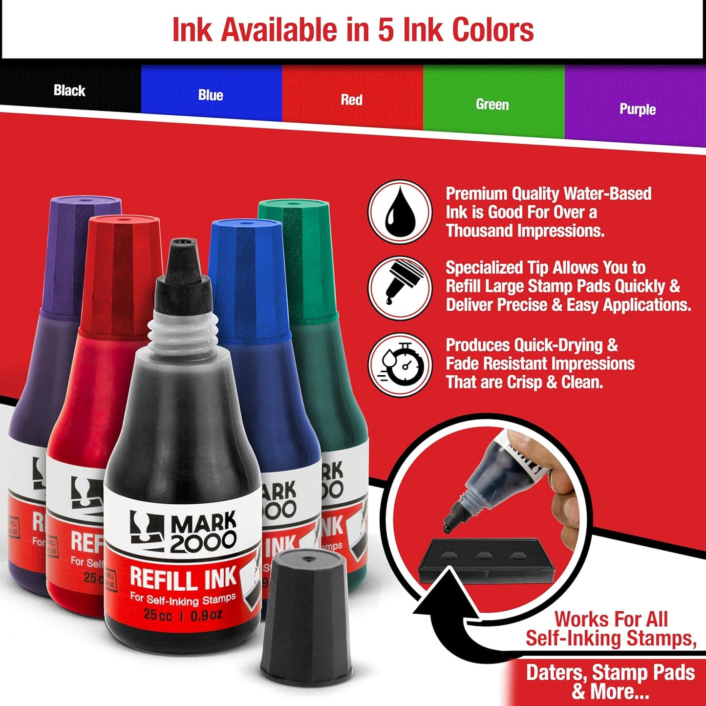 Self-Inking Refill Ink - Green - 25cc (0.9oz)