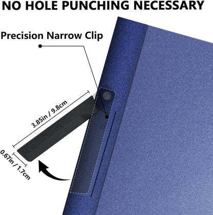 TOTiyea 10 Pack Clear Report Covers with Swing Clip, File Folder with Swing Clip, 30 Sheets Capacity, Slide Locking Report Covers, Letter Size (Navy, 10 Pack)