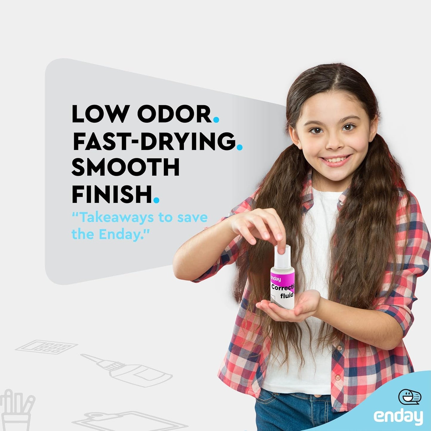 White Out Liquid Correction Fluid Pack of 4, White Fluid .7 fl. Oz. / 20 ml Multi-Purpose Smooth Wite Out Corrector for school, Office, and Home – by Enday