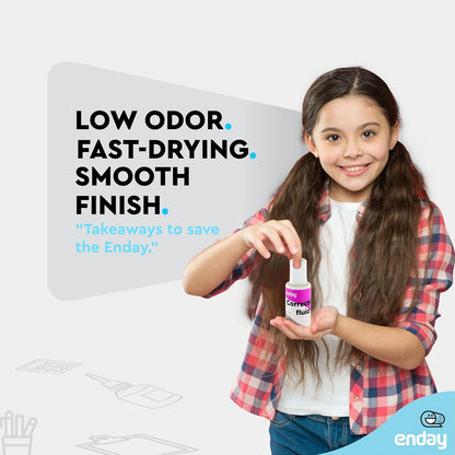 White Out Liquid Correction Fluid Pack of 4, White Fluid .7 fl. Oz. / 20 ml Multi-Purpose Smooth Wite Out Corrector for school, Office, and Home – by Enday