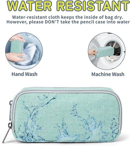 Della Gao Big Capacity Pencil Case, Durable Nylon Pencil Bag Aesthetic Pencil Pouch Travel Simple Stationery Bag Office Organizer Pen Bag for Women and Men - Green