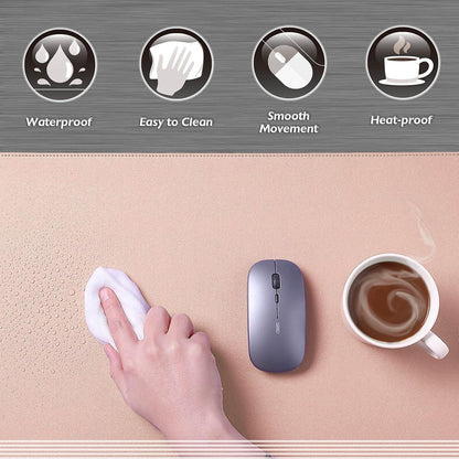 K KNODEL Desk Mat, Blotter, Dual-Sided Office Desk Pad, Waterproof Desk Mat for Desktop, Desk Blotters, PVC Leather Pad Protector (Pink, 31.5" x 15.7")