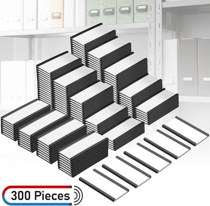300 Pieces Magnetic Label Holders Channel Labels Racks Magnetic Card Holders with Protective Films and Replacement Strips for Metal Shelf, Filing Cabinet, Mailbox, Whiteboard (1 x 3 Inch)