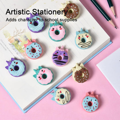 Donut Erasers for Kids Bulk, 24 Pieces 3D Cute Fun Monster Erasers for Party Favors Classroom Prizes