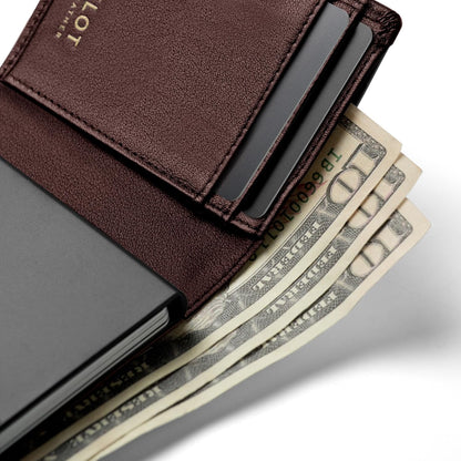 Unisex Trifold Cardholder Wallet/Genuine Leather Wallet / W5 (Coffee)