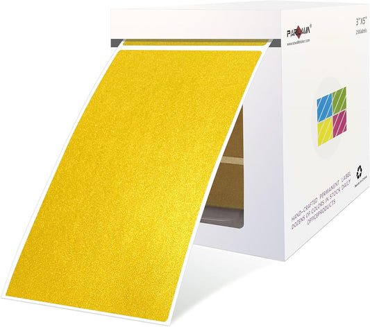 PARLAIM Large 3 X 5 inch Rectangle Color Coding Sticker, Writable Square Color Code Inventory Label for Moving Box (250pcs Gold)