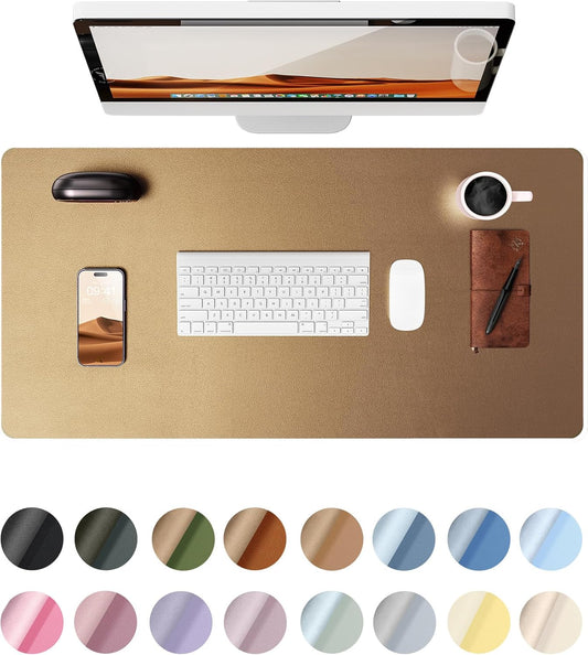 YSAGi Leather Desk Protector, Office Mat, Large Mouse Mat, Non-Slip PU Leather Blotter, Laptop Pad, Waterproof Writing Pad for Office and Home (Bronze, 31.5" x 15.8")