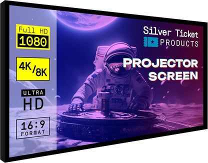 Silver Ticket Products STR Series 6 Piece Home Theater Fixed Frame 4K / 8K Ultra HD, HDTV, HDR & Active 3D Movie Projection Screen, 16:9 Format, 128" Diagonal, High Contrast Material STR-169128-HC