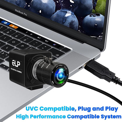 USB Camera 4K 12 Megapixels USB Webcam 1080P 120fps High Speed Golf Swing Cam with 3X Manual Optical Zoom Lens Close up PC Computer Plug and Play for Live Streaming Industrial Project Meeting