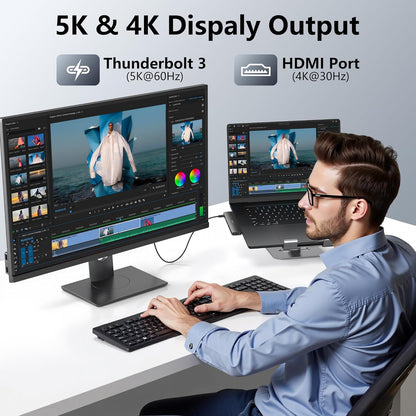 USB C Adapter HDMI Hub for MacBook Pro Air 2025-2018 M1 M2 M3 M4, Mac USB Adapter 8 in 2, MacBook USB C Hub with HDMI, Thunderbolt 3, 10G USB C USB A Data Ports, SD TF Card Reader, Audio, Black