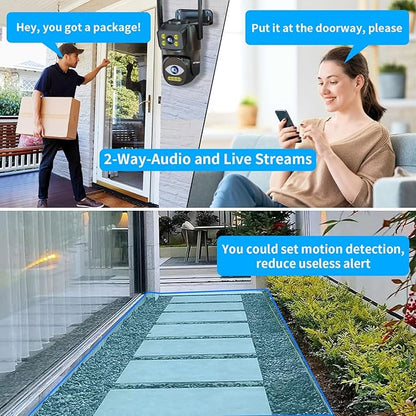 Security Cameras Outdoor Wifi,5G/2.4G Cameras for Home Security with Dual Lens,Motion tracking,Night Vision,24/7 continous record,Work With NVR/DVR Surveillance System,Weather Proof,SD/Cloud Storage