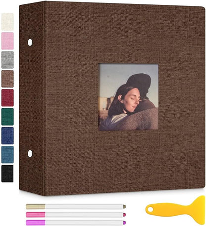 Zesthouse 18 In Photo Album Self Adhesive with Picture Display Window, 3-Ring Scrapbook Albums 60 Pages Holds 10x12 8x10 5x7 4x6 Photos, DIY Photo Book Ideal Gift for Family Wedding Baby