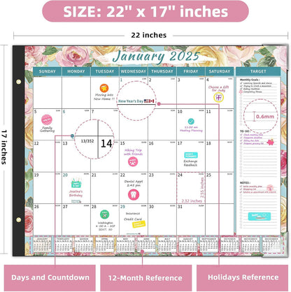 Ospelelf Desk Calendar 2025-2026 Large 22'' x 17'', Monthly Desktop Calendars, 18 Month Family Calendars, Use Jan 2025 - June 2026