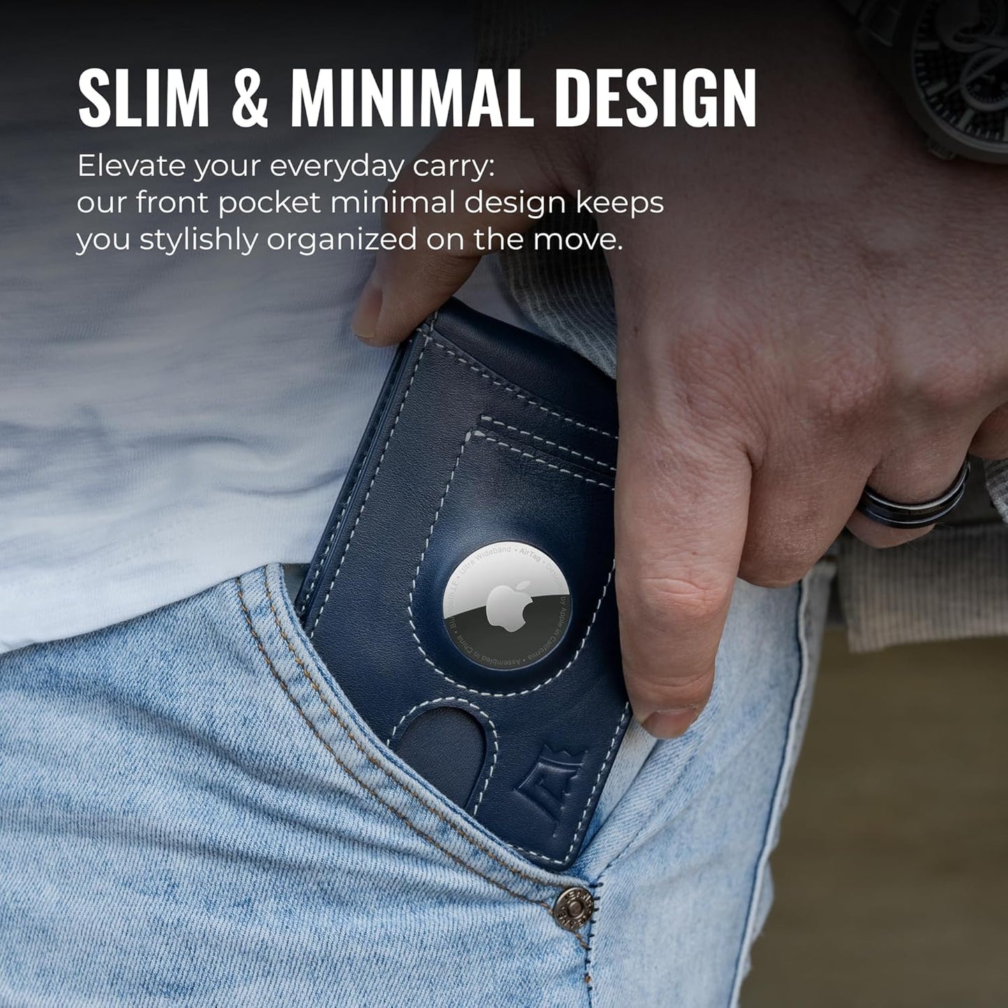 Kings Loot Trackable Airtag Wallet for Men | RFID Blocking Leather Design with Airtag Holder, Money Clip & Pull Tab | Minimalist Air Tag Wallets