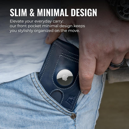 Kings Loot Trackable Airtag Wallet for Men | RFID Blocking Leather Design with Airtag Holder, Money Clip & Pull Tab | Minimalist Air Tag Wallets