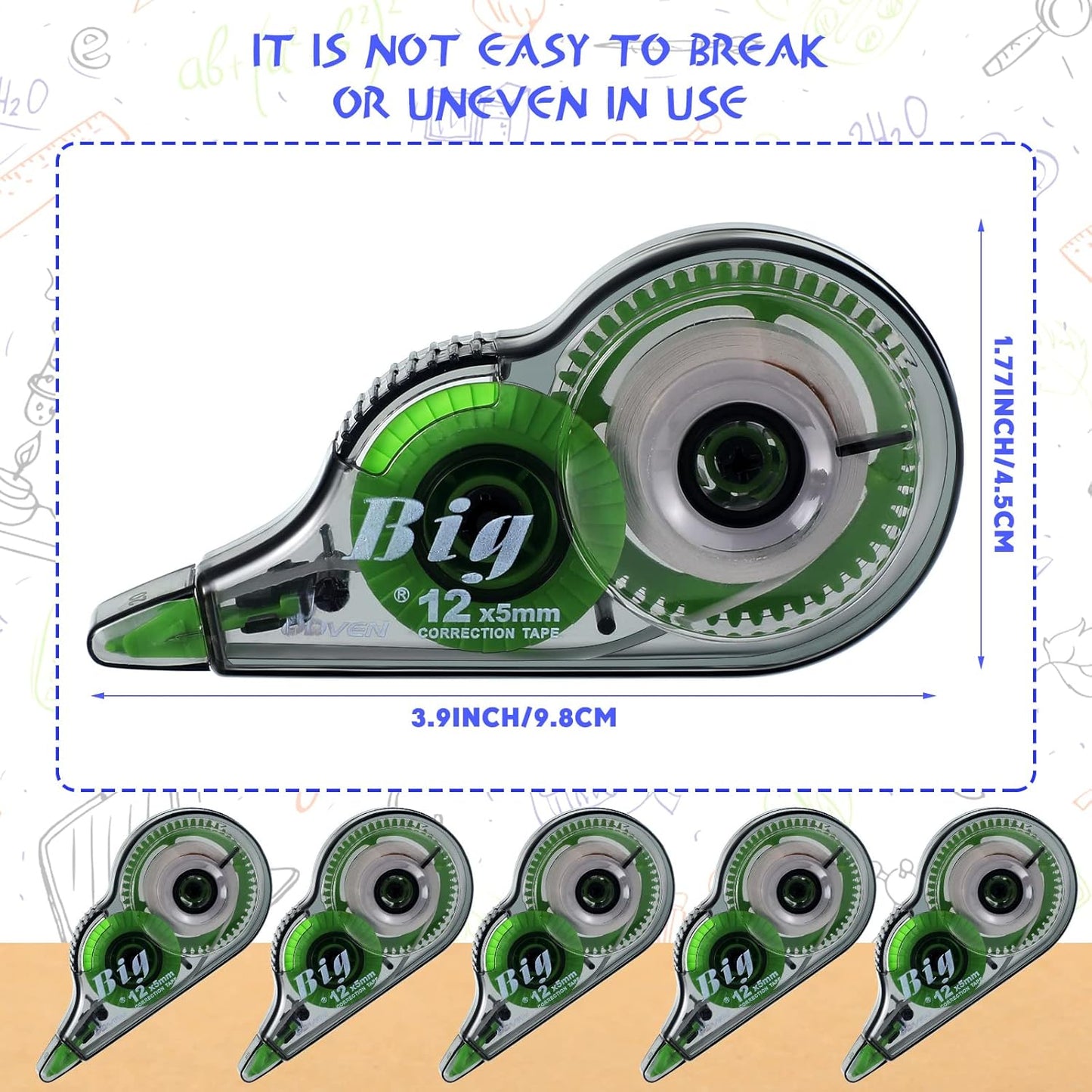 Yexiya 36 Pieces Correction Tapes Original Correction Wide Eraser Applicator Easy to Use Applicator Translucent Tapes Shows for Office Note Journal Scrapbooking, 0.2 Inch x 39.4 Feet