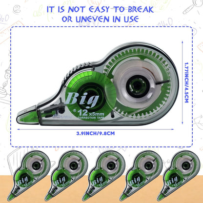 Yexiya 24 Pieces Correction Tapes Original Correction Wide Eraser Applicator Easy to Use Applicator Translucent Tapes Shows for Office Note Journal Scrapbooking, 0.2 Inch x 39.4 Feet