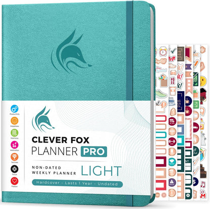 Clever Fox Planner PRO Light – Weekly & Monthly Life Planner to Increase Productivity, Time Management and Hit Your Goals, 8.5x11″ (Aquamarine)
