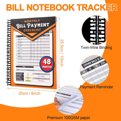 Monthly Bill Payment Checklist: Bill Tracker Notebook With Spiral Binding 8"x10" The 4-Year Guide for Families & Money Managers, 960 Billing Records Included (Gold)