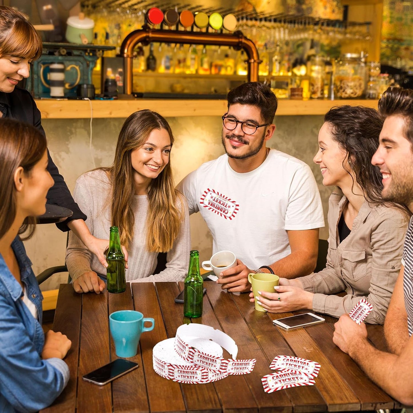 1000 Pcs Carnival Tickets Carnival Theme Party Decorations Circus Red White Color Raffle Tickets Roll Party Ticket for Events Carnival Favors Supplies