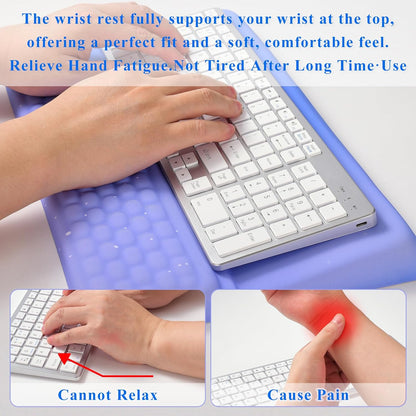 Ergonomic one-Piece Computer Keyboard Stand with Wrist Rest for Desktop Offers Two Support Angles. Silky Lycra Surface and Memory Foam Comfortable Hand Support (Purple Star)