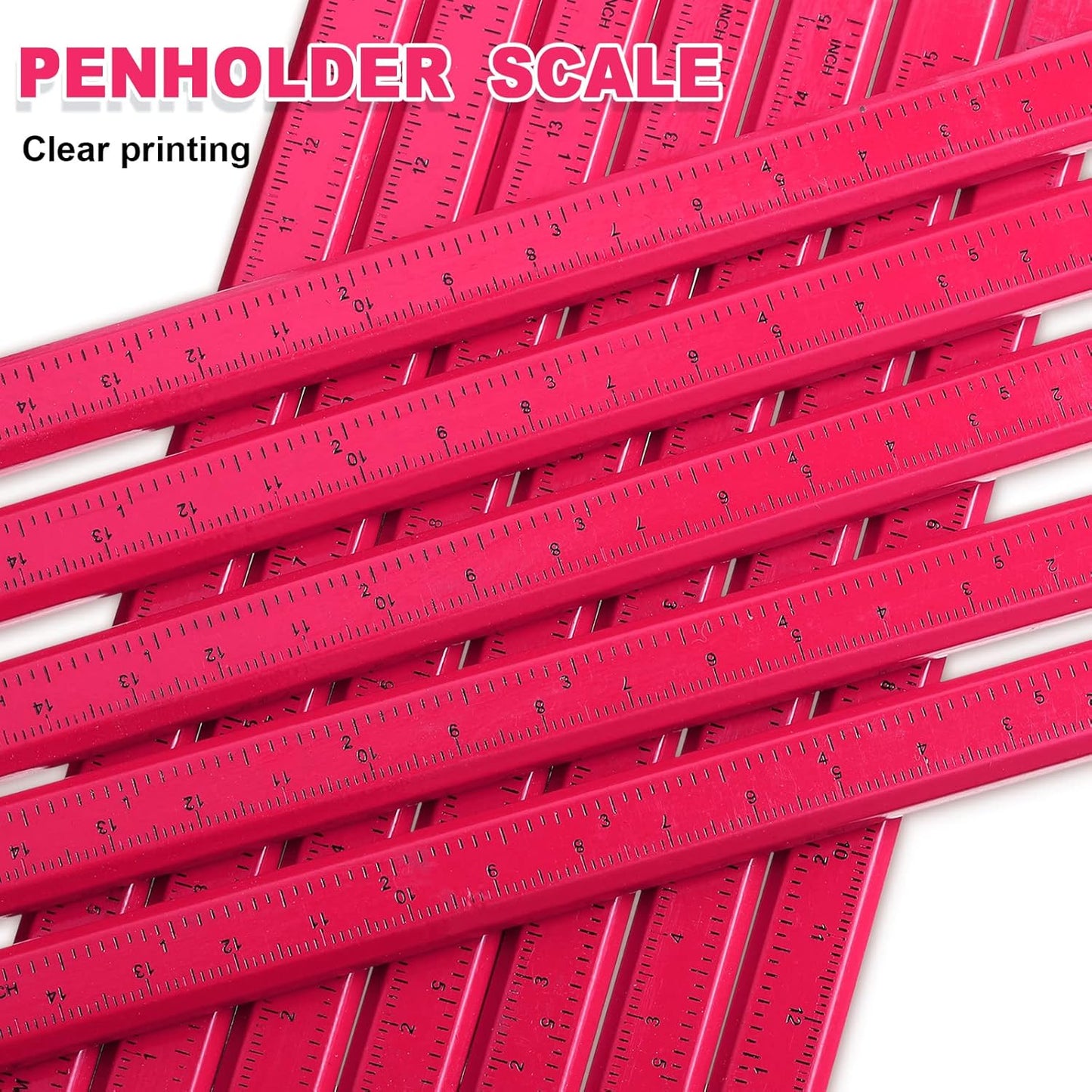 Honoson 200 Pcs Flat Construction Pencils with Printed Ruler Wood Graphite 2 Pcs Carpenter Pencil Sharpener for Woodworking Marking Tool(Pink)