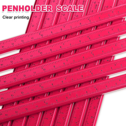 Honoson 200 Pcs Flat Construction Pencils with Printed Ruler Wood Graphite 2 Pcs Carpenter Pencil Sharpener for Woodworking Marking Tool(Pink)