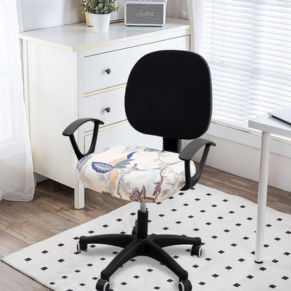 Smiry Printed Office Computer Chair Seat Covers, Stretch Fit Universal Desk Rotating Chair Cover Washable Removable Seat Cushion Protectors - Beige