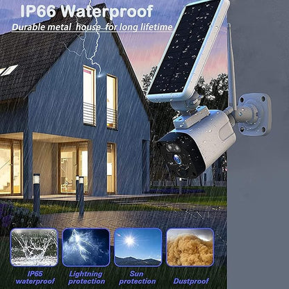 Solar Security Cameras Wireless Outdoor,Home Security Camera System with Motion detection,2.4G WiFi Outdoor Camera Wireless,Solar-Powered 4MP 4 Cam-Kit,2K Night Vision,2-Way Audio,No Subscription,IP66