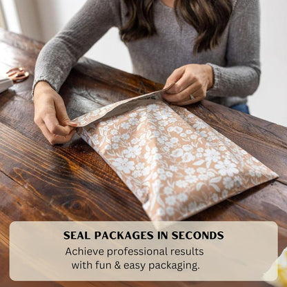 Poly Mailers 10x13 Inch 100 Pack Medium Shipping Bags Strong Thick Mailing Envelopes | Self Sealing Adhesive | Waterproof & Tear Proof | Small Business Packaging for Clothing - Floral Dusty Pink