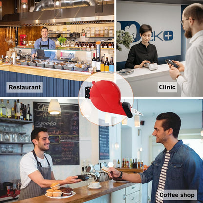 Red Ticket Dispenser Your Turn Take a Number System Turn-O-Matic Machine with 3000 Tickets per Roll 6 Groups 2-Digit Queue Number from A01-E99 White