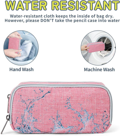 Della Gao Big Capacity Pencil Pen Case Nylon Large Pencil Pouch Simple Stationery Bag Office Organizer Pen Bag for Men Women - Pink