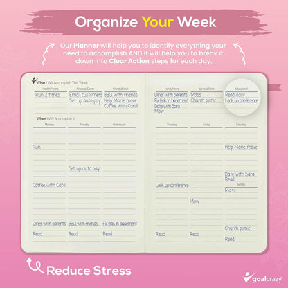 Undated Planner – 90 Day Guided Journal & Productivity Organizer, A5 Daily & Weekly Planner 2025 2026 with Goal Setting, Habit Tracker, To Do List, Academic & Work Calendar, Leather Hardcover - Rose Gold