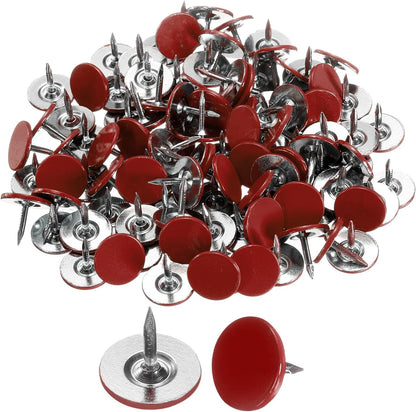 uxcell 150Pcs Upholstery Tacks, 11mmx10mm Flat Head Thumb Tack Decorative Furniture Nails Push Pins for Furniture Sofa Headboards, Red