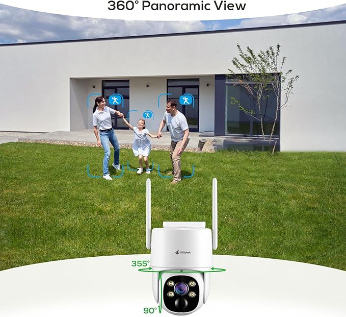 Kittyhok Solar Security Camera System Wireless Outdoor | 10pcs 2K Ultr Pan Tilt Home Solar Security Camera with Human Detection, Spotlight | 10CH Smart NVR, 60 Days Local Storage, 0 Monthly Fee