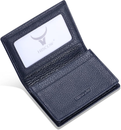 Leather Business Card Case Holder for Men & Women, Italian Calfskin