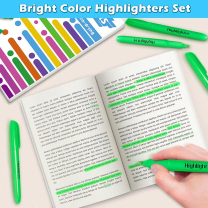 Duchong Highlighters, 30 Packs Green Highlighter Bright Colors Bulk, Chisel Tip Dry-Quickly No Bleed Highlighter Markers for Adults Kids, Office Classroom Must Have, School Supplies for Teachers