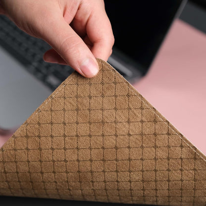 Jersey Genuine Calfskin Leather Desk Pad, Office Desk Mat with Non-Slip Bottom, Smooth Surface for Mouse & Keyboard, Desk Protector (14.6x31.5 inches) (Pink)