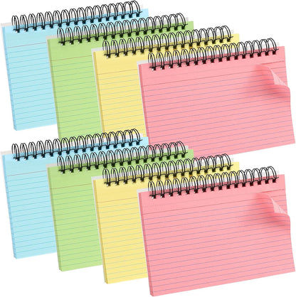 Koogel 400PCS Colored Index Cards, 4x6 Ruled Index Cards with Rings for Back to School, Heavy Notecard Study Flashcard with Waterproof Cover for Studying To Do List School College Supplies, 4 Colors