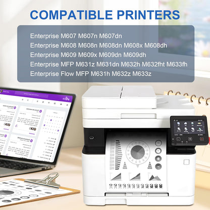 37A Toner Cartridges Black CF237A(with Chip) Compatible for 37A Toner Cartridges Work for Enterprise M607n M608dn M609 M608n M607dn M608x M609x MFP M632 M631 M631h M633fh Printer (Black, 1 Pack)