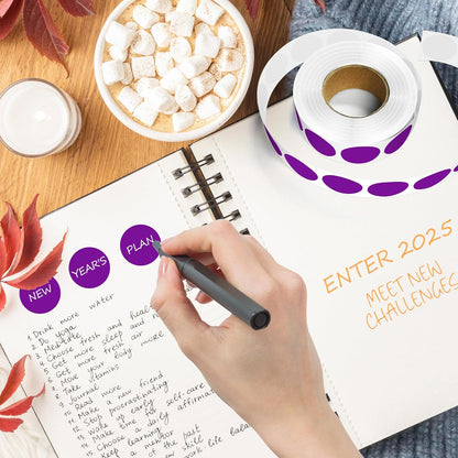 Purple 1 Inch Round Color Coding Dot Labels, 10 Rolls 10000 Dot Stickers in Dispenser Box - Permanent Adhesion, Vibrant Colors, Highly Visible