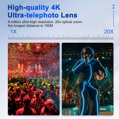 PTZ Camera, 4K 20X HDMI Camera Support AI Optical Zoom Video and POE with Network IP Live Streaming, Simultaneous 3G-SDI and USB Video Output, for Conferences, Church, Teaching